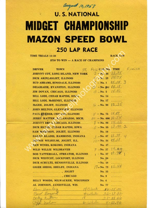 Mazon Speed Bowl 8-10-58